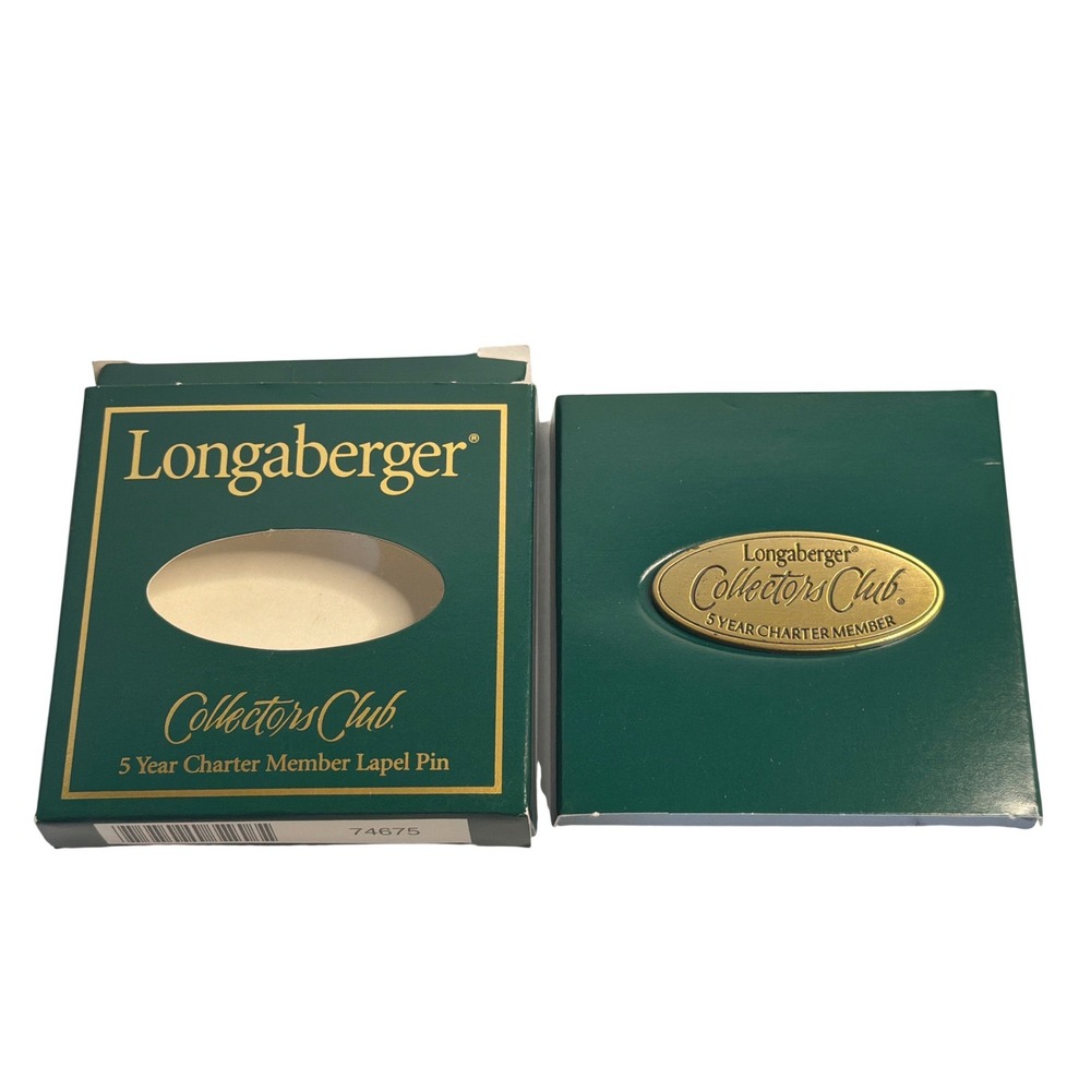 Longaberger Collectors Club 5 Year Charter Member Lapel Pin Gold Tone Basket NIB